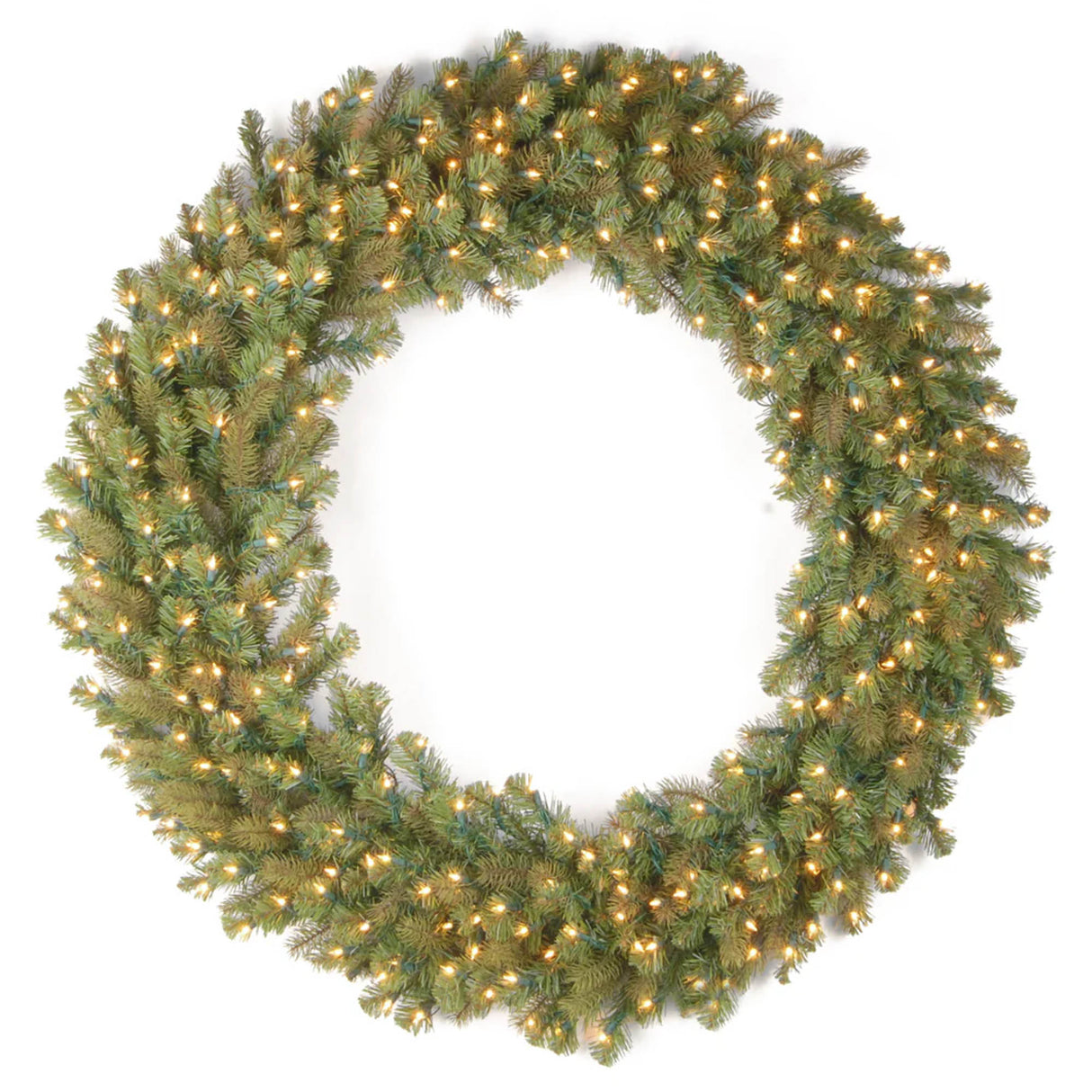 42IN Pre Lit Norwood Fir Wreath with Warm White LED Lights
