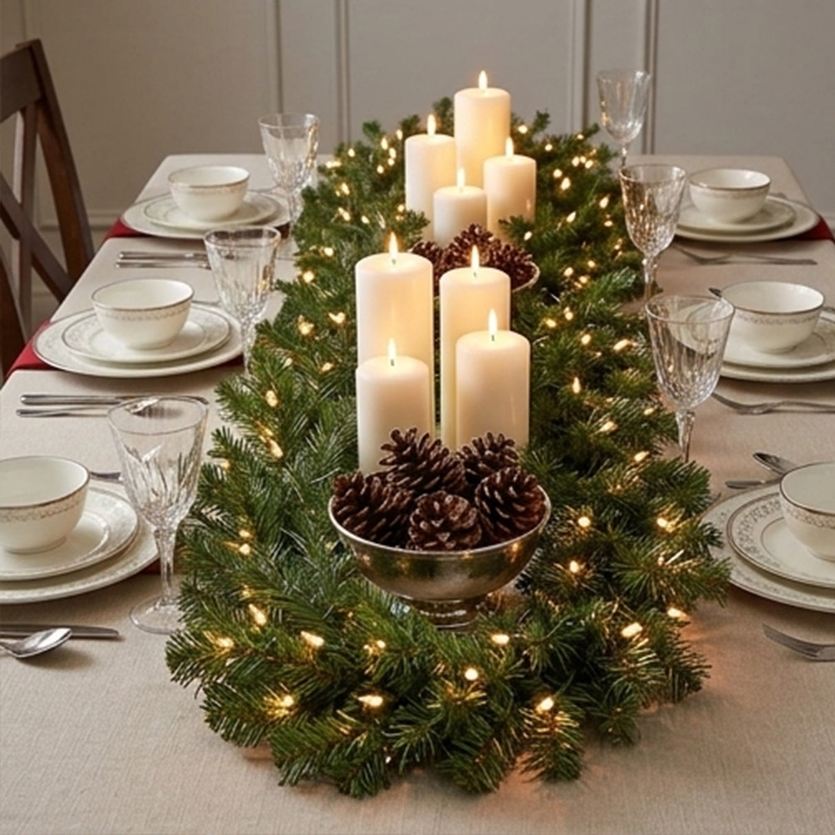 9FT Pre Lit Norwood Fir Garland with Warm White LED Lights