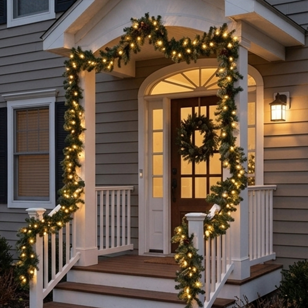 9FT Evergreen and Cashmere Tips Garland with Berries & Pinecones