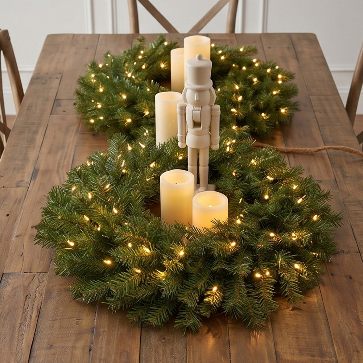 Pre-Lit Norwood Fir Wreath with Twinkly Smart LED Lights, 24 Inch Christmas Decor