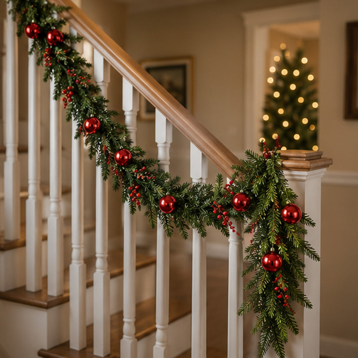 Pre-Lit Scotch Creek Fir 3-Piece Christmas Entry Set with Tree, Wreath & Garland