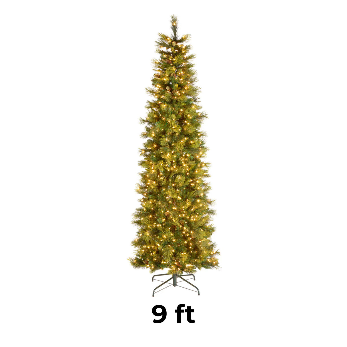9ft Pre-Lit Carolina Pine Slim Christmas Tree with Clear Lights