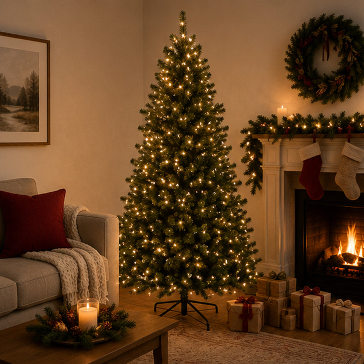 10ft Pre-Lit North Valley Spruce Artificial Christmas Tree with Clear Lights