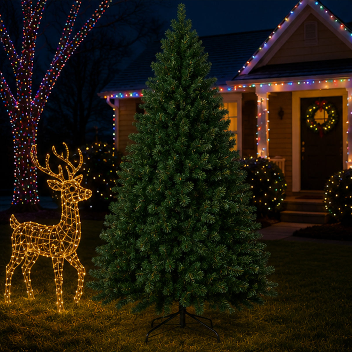 Artificial Green Pine Christmas Tree Unlit Classic Holiday Decor