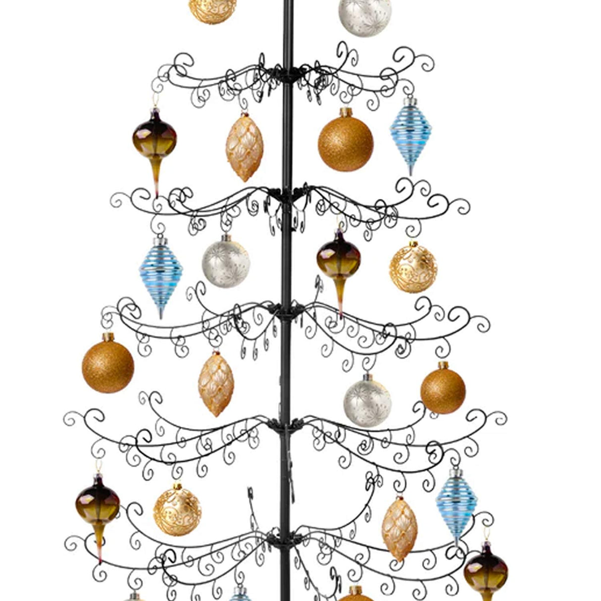 6Ft Wrought Iron Christmas Tree Ornament Display Stand with Folding Design