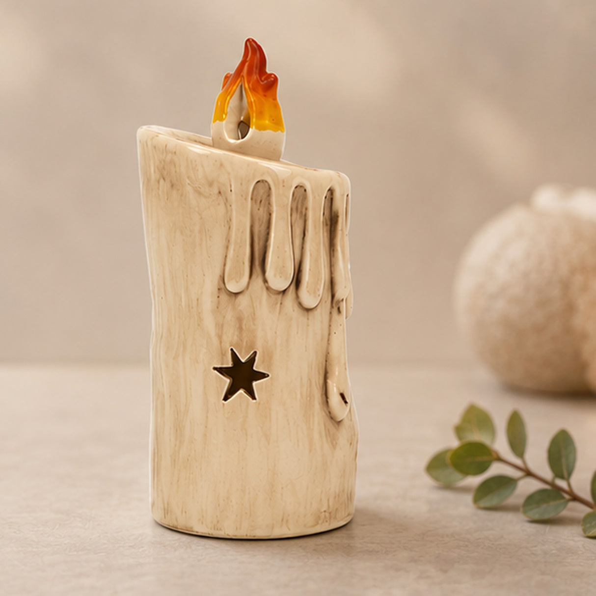 Halloween Ghostface Porcelain Candle with Multicolor LED Lights
