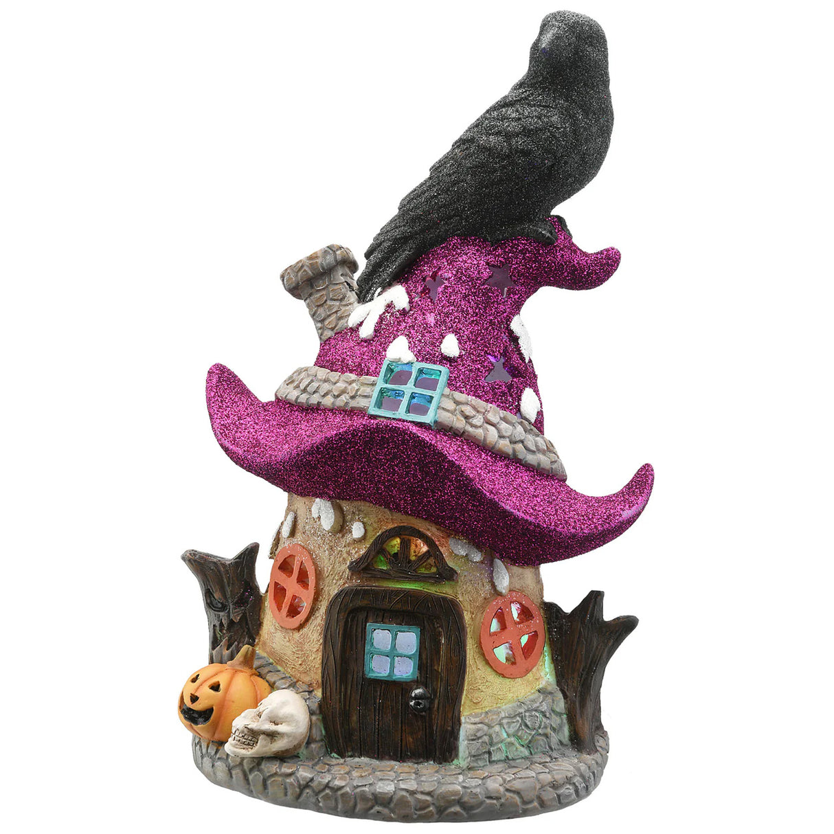 10IN Pre-Lit Haunted Mushroom House Halloween LED Tabletop Decor