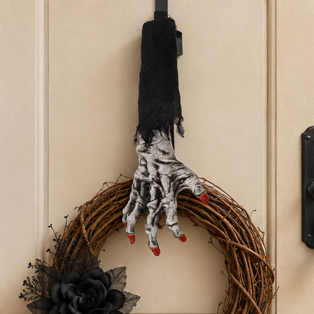 18 in. Halloween White Zombie Arm and Hand Wreath Hanger