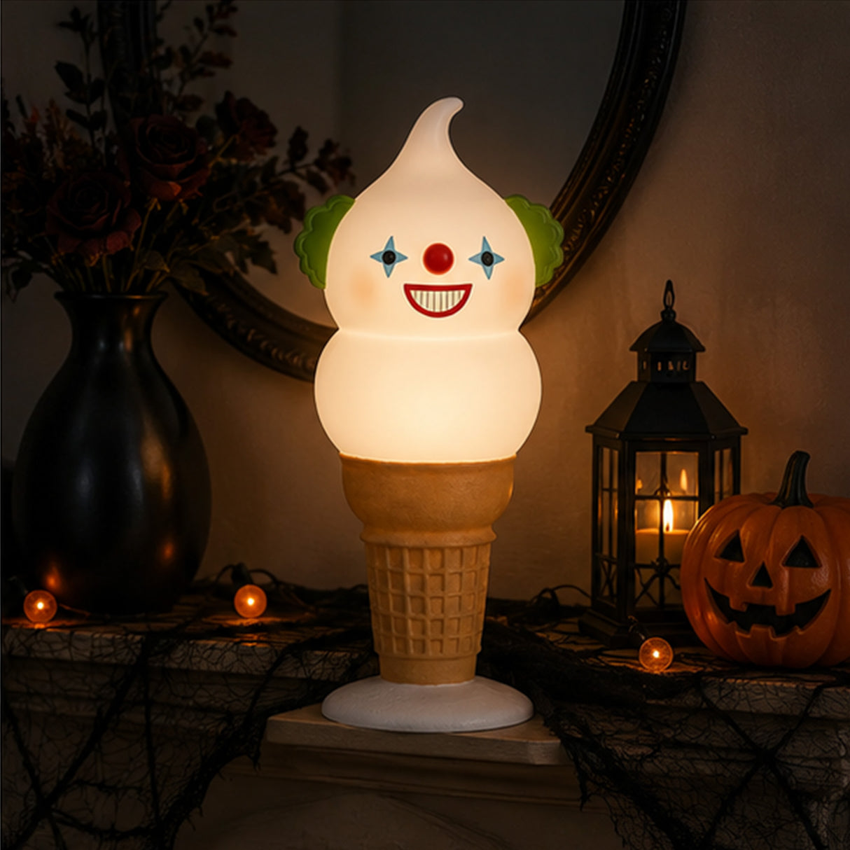 14 in. Halloween Creepy Clown I-Scream Cone Tabletop Decoration