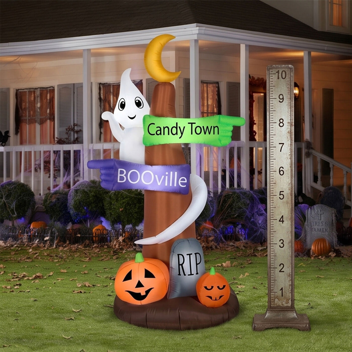 8 ft Halloween Ghost Signpost Inflatable LED Yard Decoration Plug In