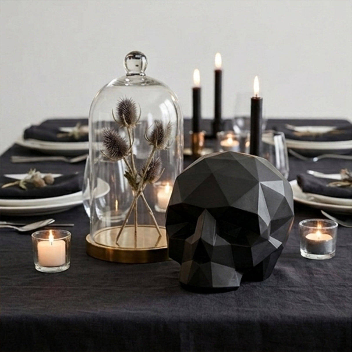 6IN Black Origami Skull Halloween Tabletop Decoration
