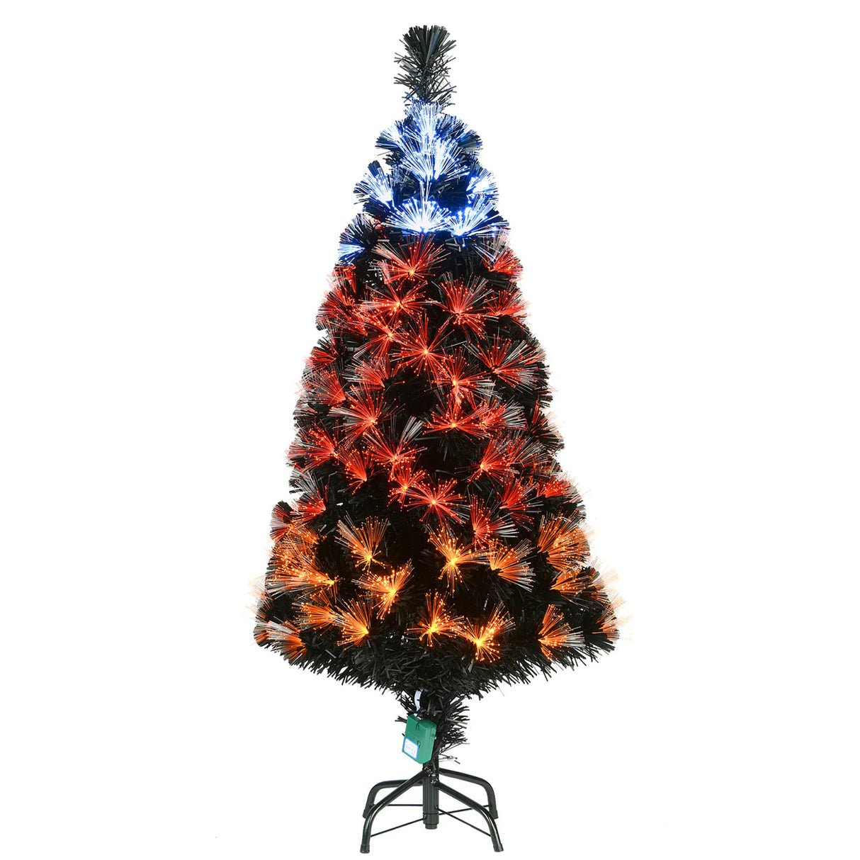 4FT Pre-Lit Black Fiber Optic Halloween Tree with LED Lights