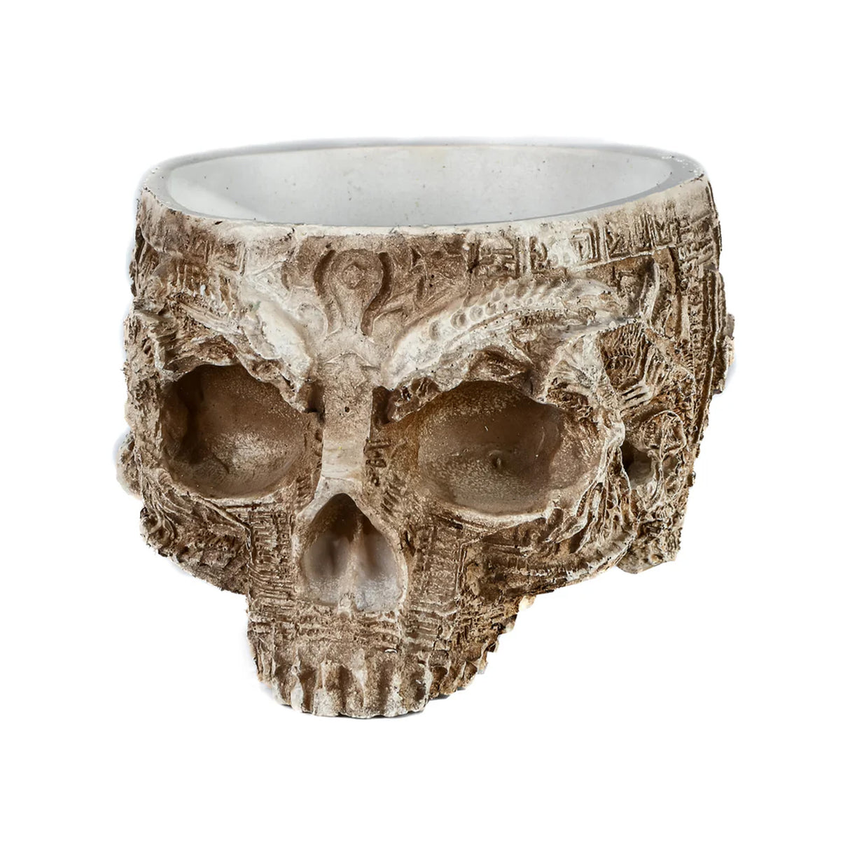6IN Halloween Handcrafted Half Skull Flower Pot Decor
