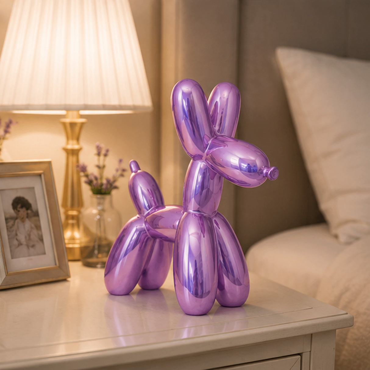 11IN Purple Balloon Dog Figurine Halloween Table Decor