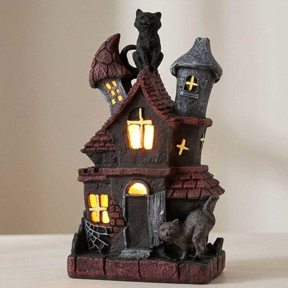 7IN Pre-Lit Black Haunted House Halloween LED Decor