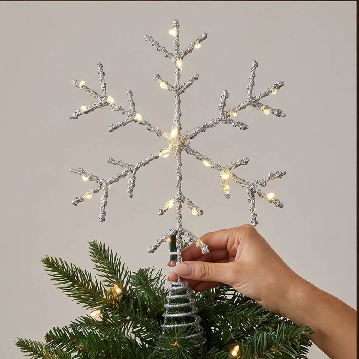 14.5IN Snowflake Tree Topper with Dual Color Lights