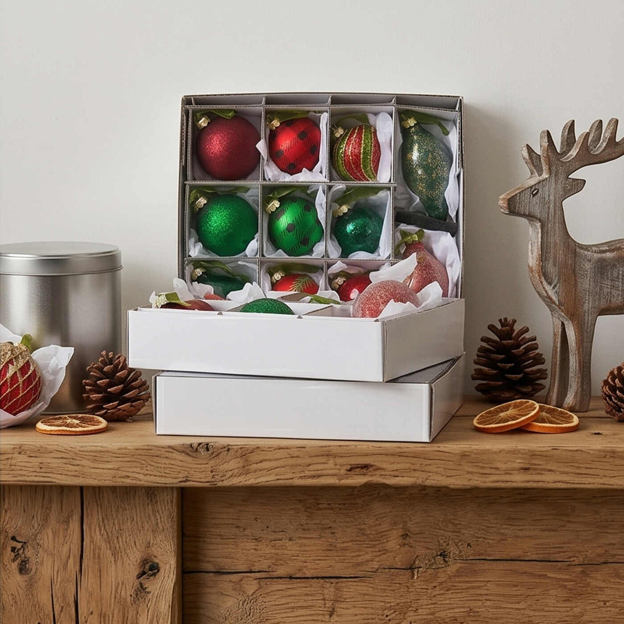 20PC Rural Homestead Blown Glass Christmas Ornament Set