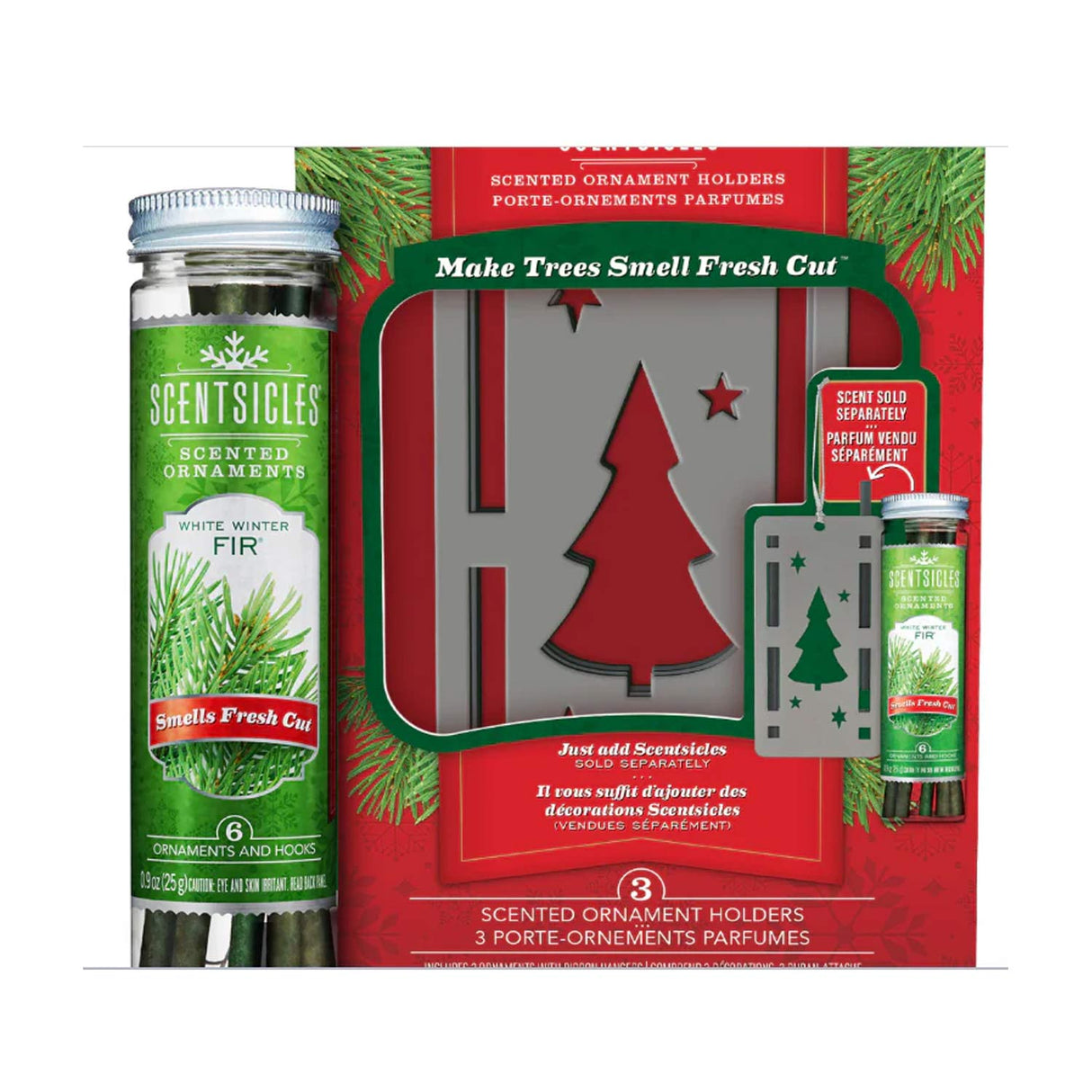Scentsicles Trio Ornament, White Winter Fir 6 Sticks Bottles