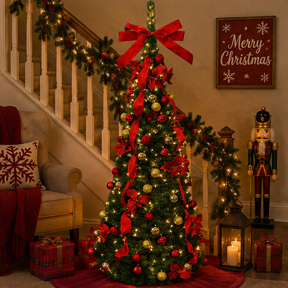 6FT Pre Lit Party Pop Up Christmas Tree with Lights