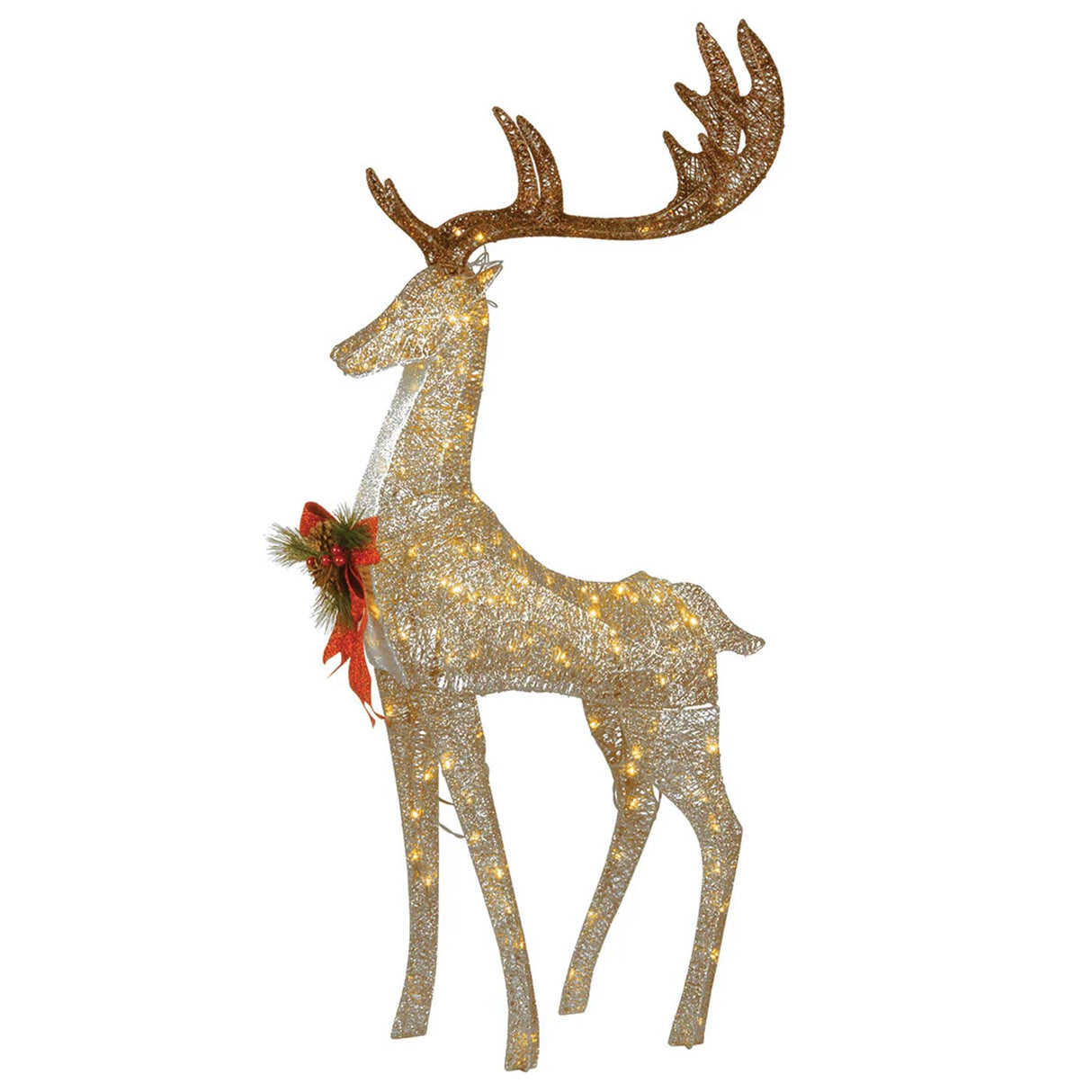 55IN Pre-Lit Crystal Champagne Standing Buck LED Christmas Decoration