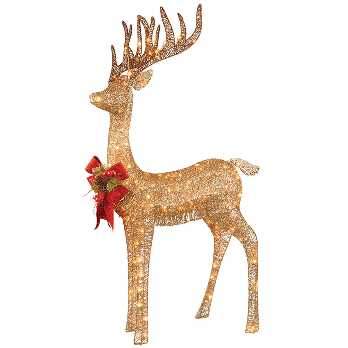 48IN Pre Lit Champagne Standing Reindeer with LED Lights