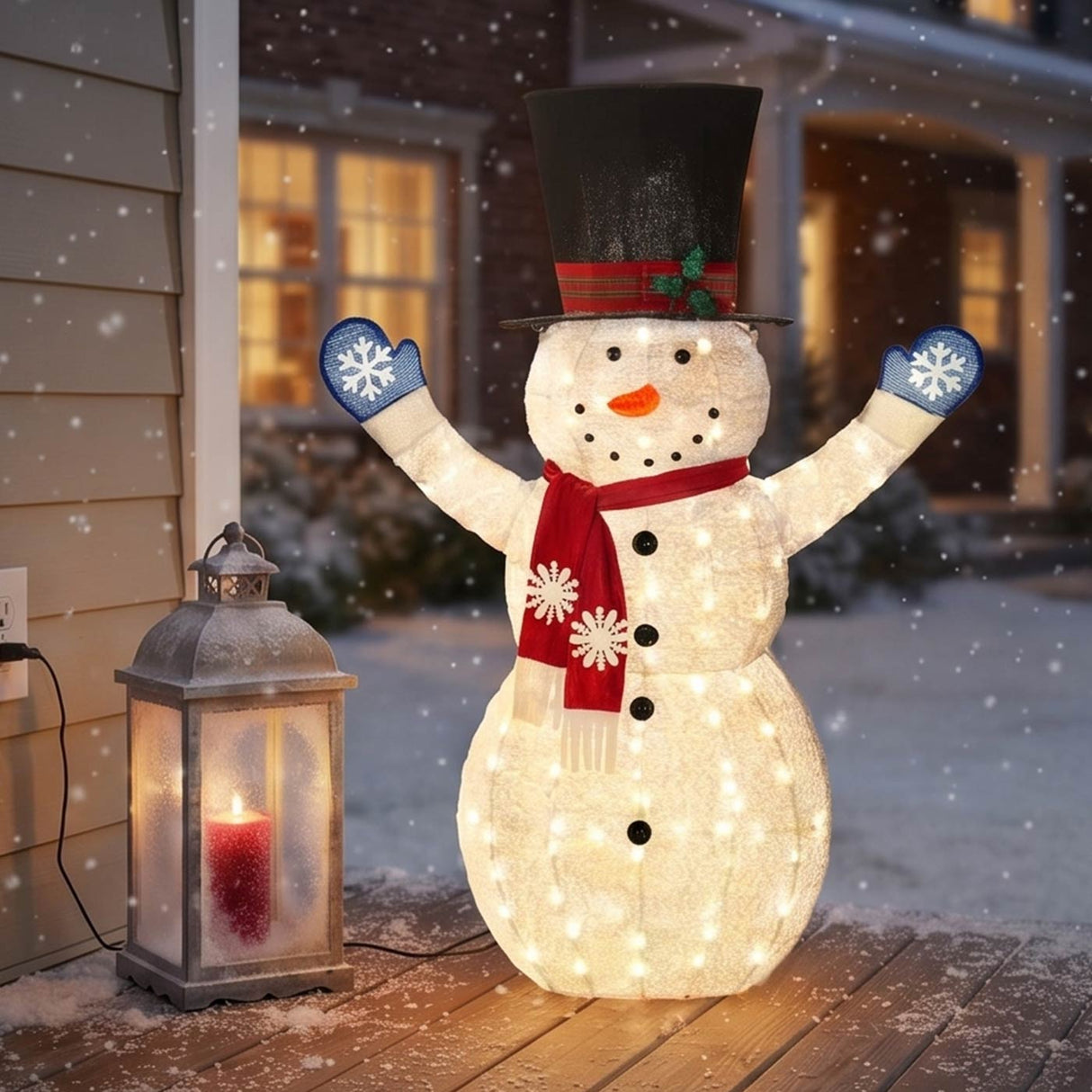 72 in. Snowman Decoration with White LED Lights