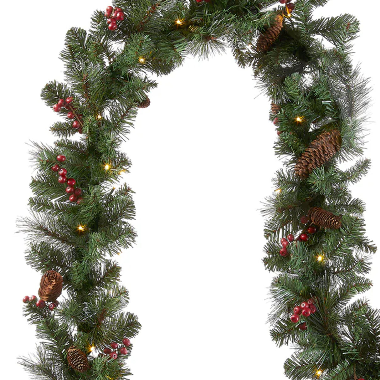 9FT Pre-Lit Crestwood Spruce Garland with Warm White LED Lights