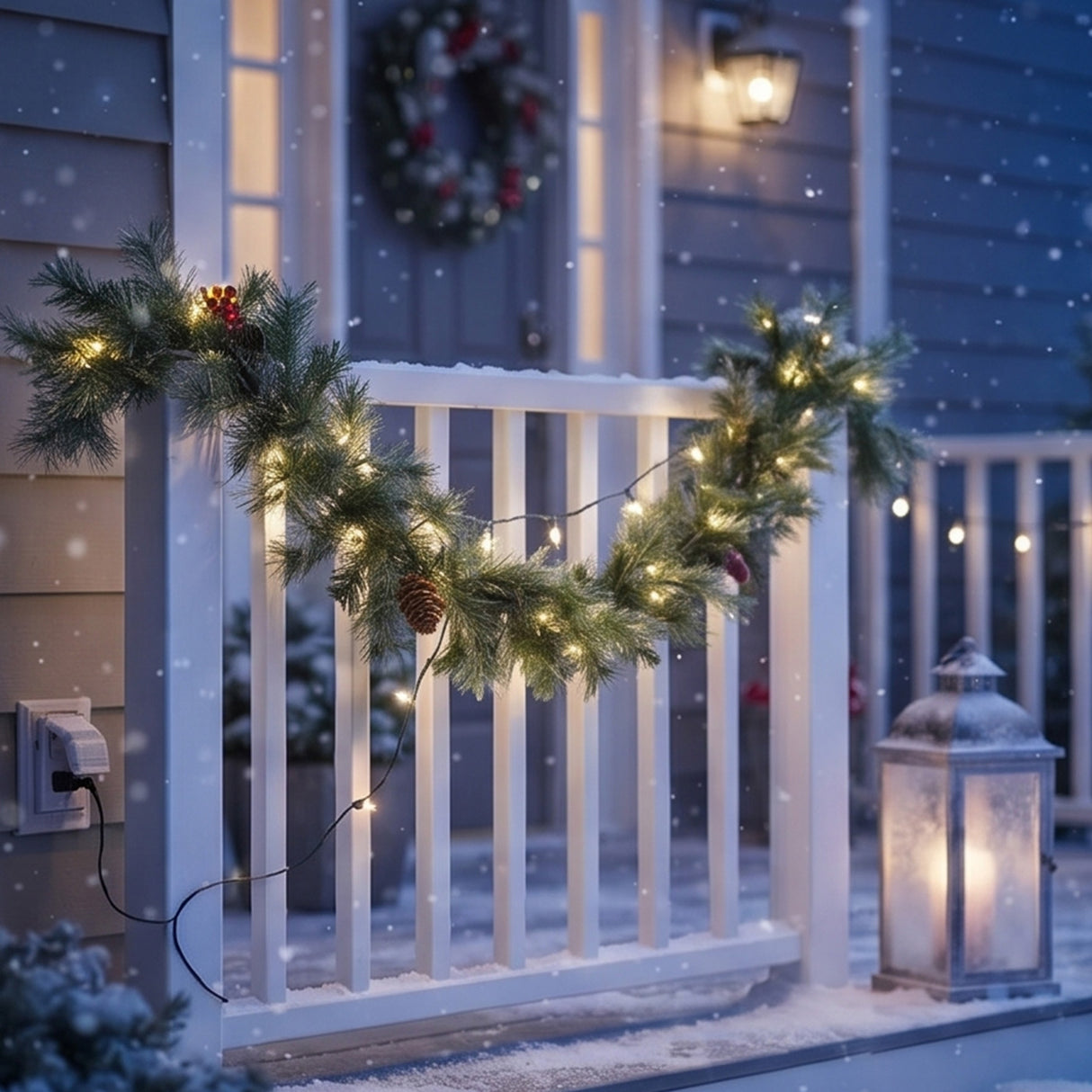9FT Pre-Lit Glistening Pine Garland with Clear Lights