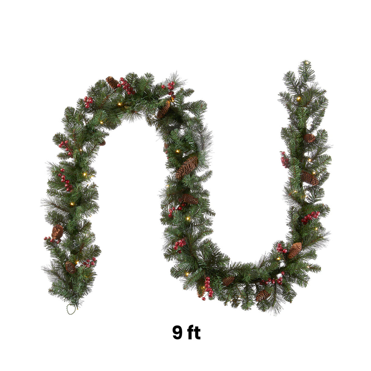 Pre-Lit Crestwood Spruce Garland with Warm White LED Lights, 9 Foot