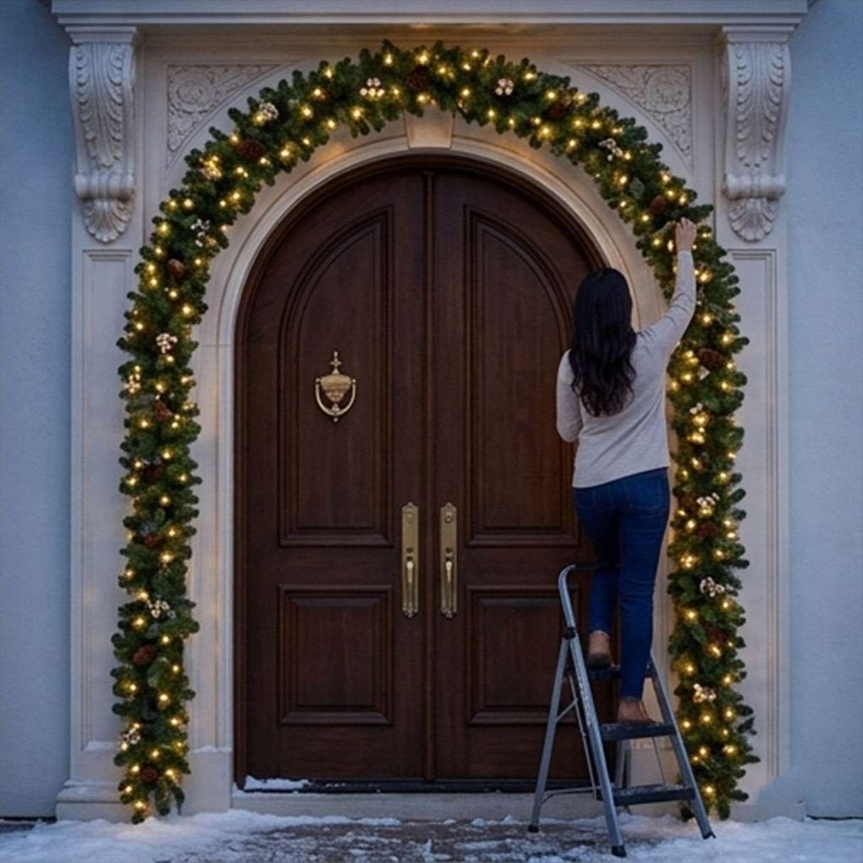 Crestwood Gold Spruce Pre-Lit Christmas Garland with LED Lights, 9 Foot