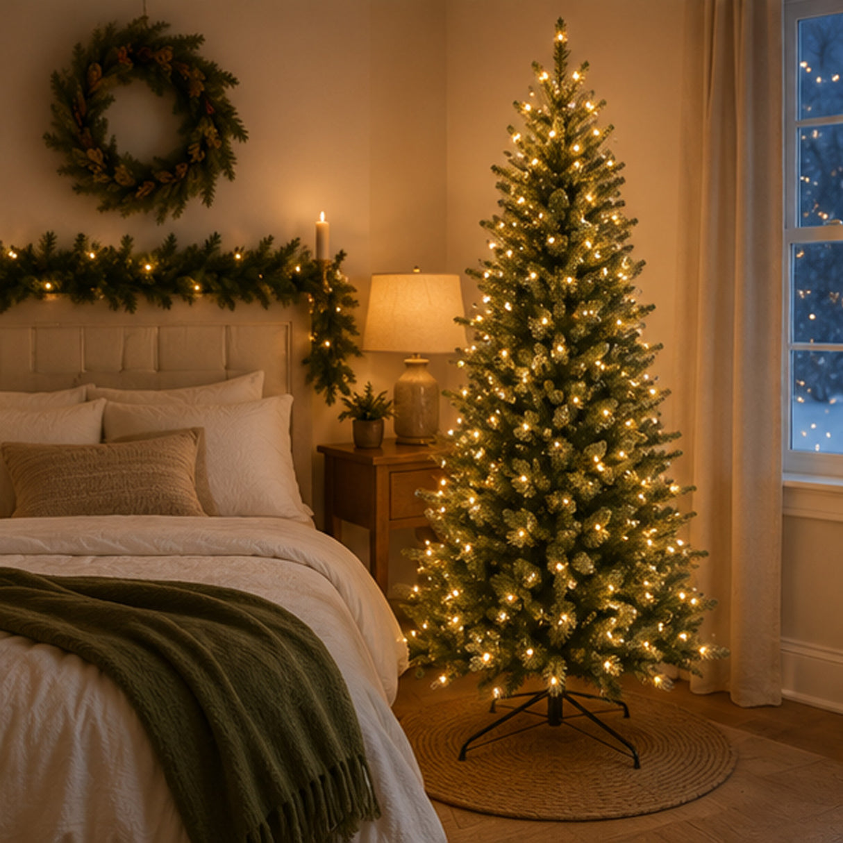 9ft Pre-Lit Natural Fraser Fir Slim Christmas Tree with Clear Lights