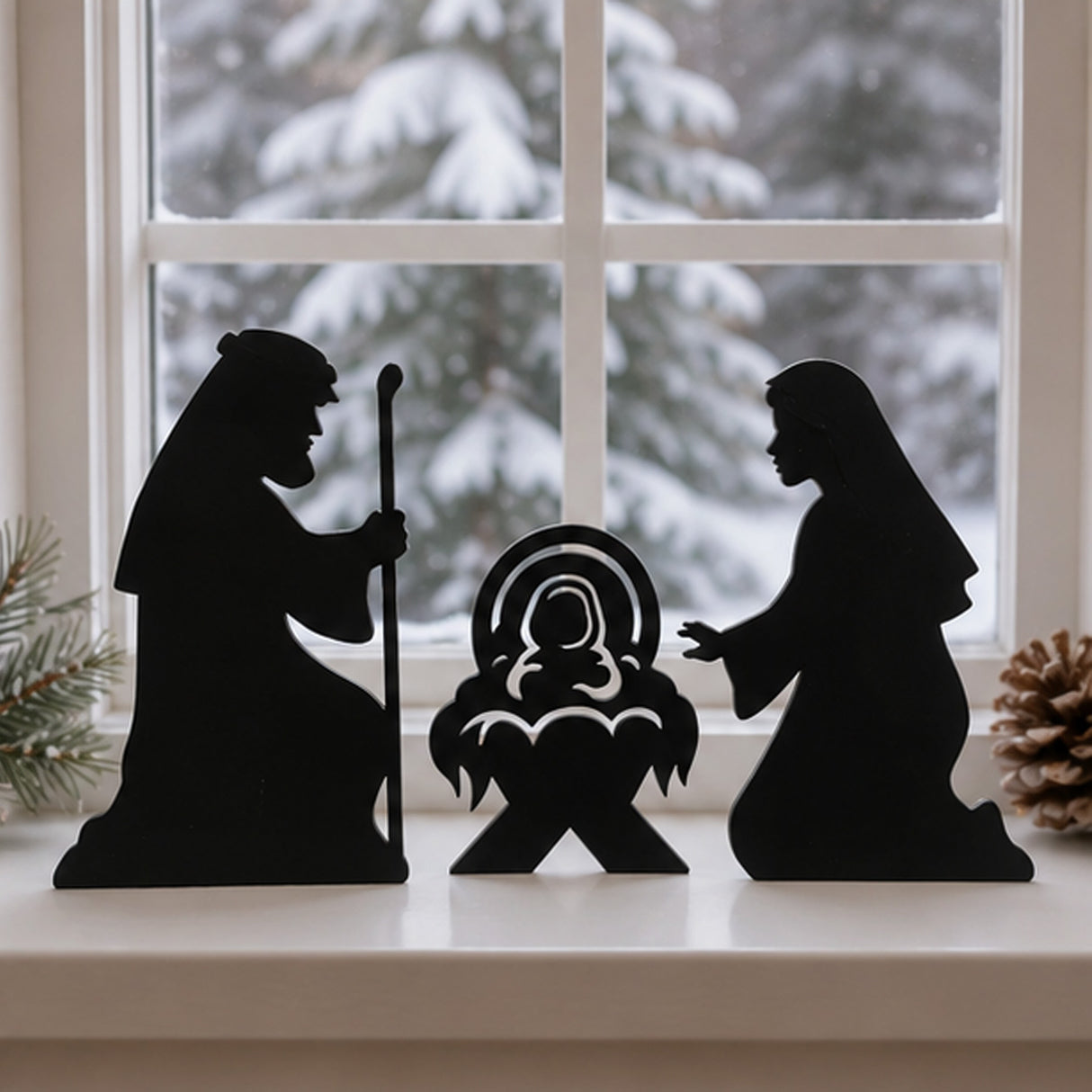 Silhouette Nativity Outdoor Yard Sign Set 3 Pc Christmas Decor