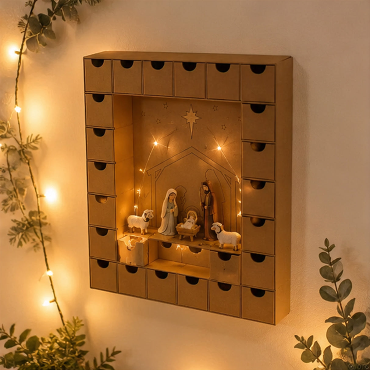 DIY Nativity Advent Countdown Calendar 24 Boxes Christmas Craft