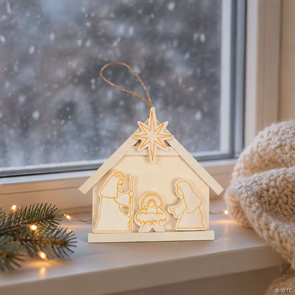 DIY Unfinished Wood Nativity Christmas Ornaments 12 Pc Craft Set