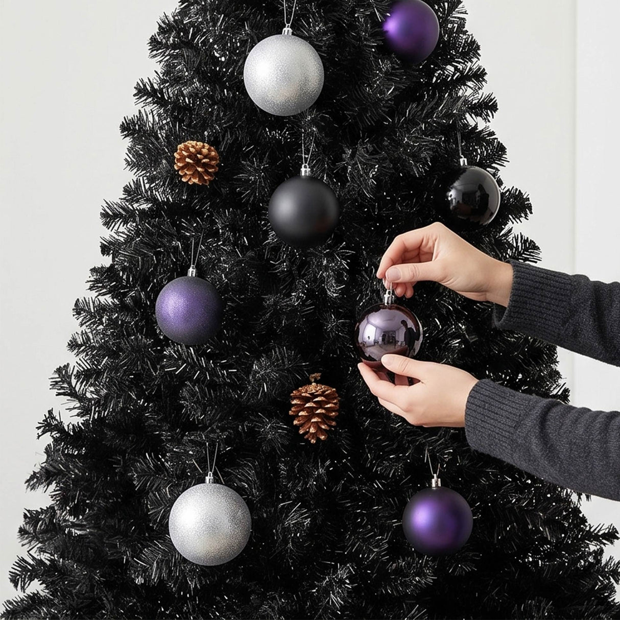 Artificial Black Christmas Tree Unlit Pine Design Easy Assembly