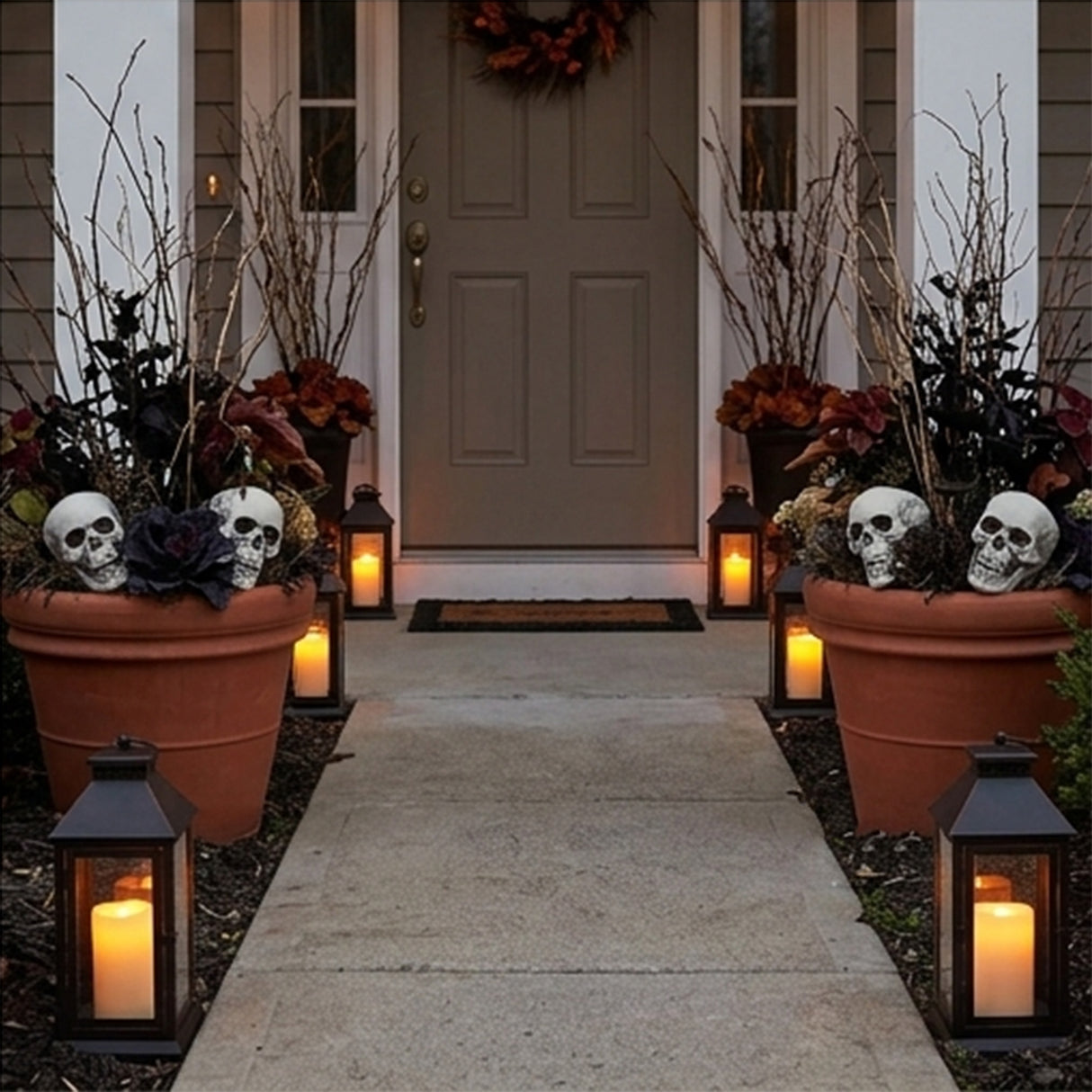 Bag of Skulls Halloween Decorations (12 Pc Set, 5 inch Plastic Skulls)