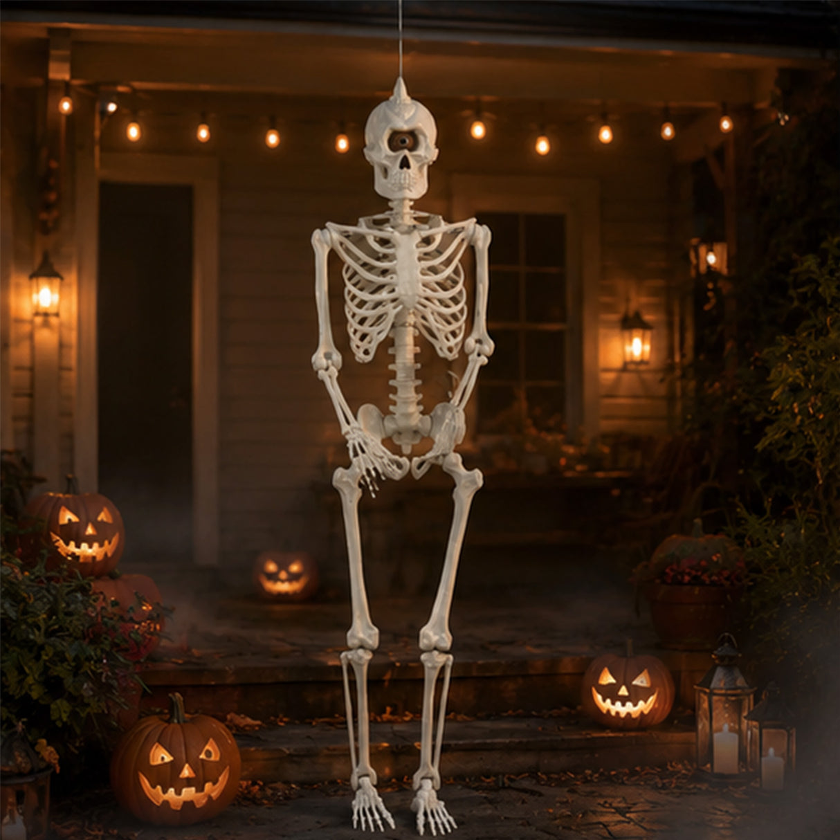 5 ft Life-Size Cyclops Skeleton Halloween Decoration (Posable Plastic Prop)