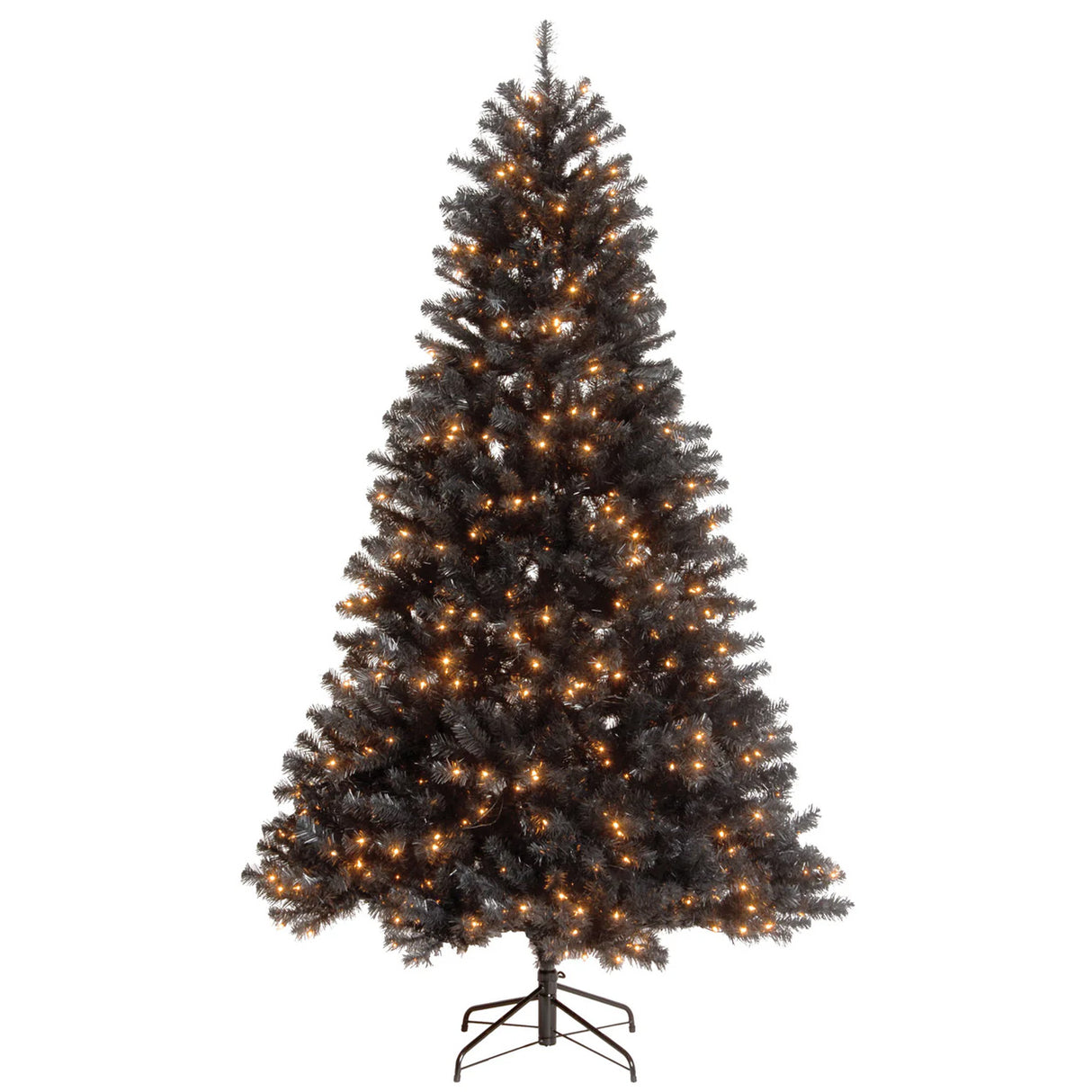 7.5FT Pre-Lit Black North Valley Spruce Christmas Tree with White Lights