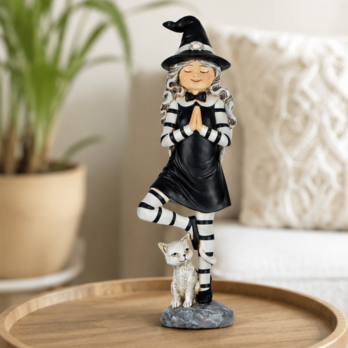 9 in. Halloween Witch in a Yoga Pose Tabletop Decoration
