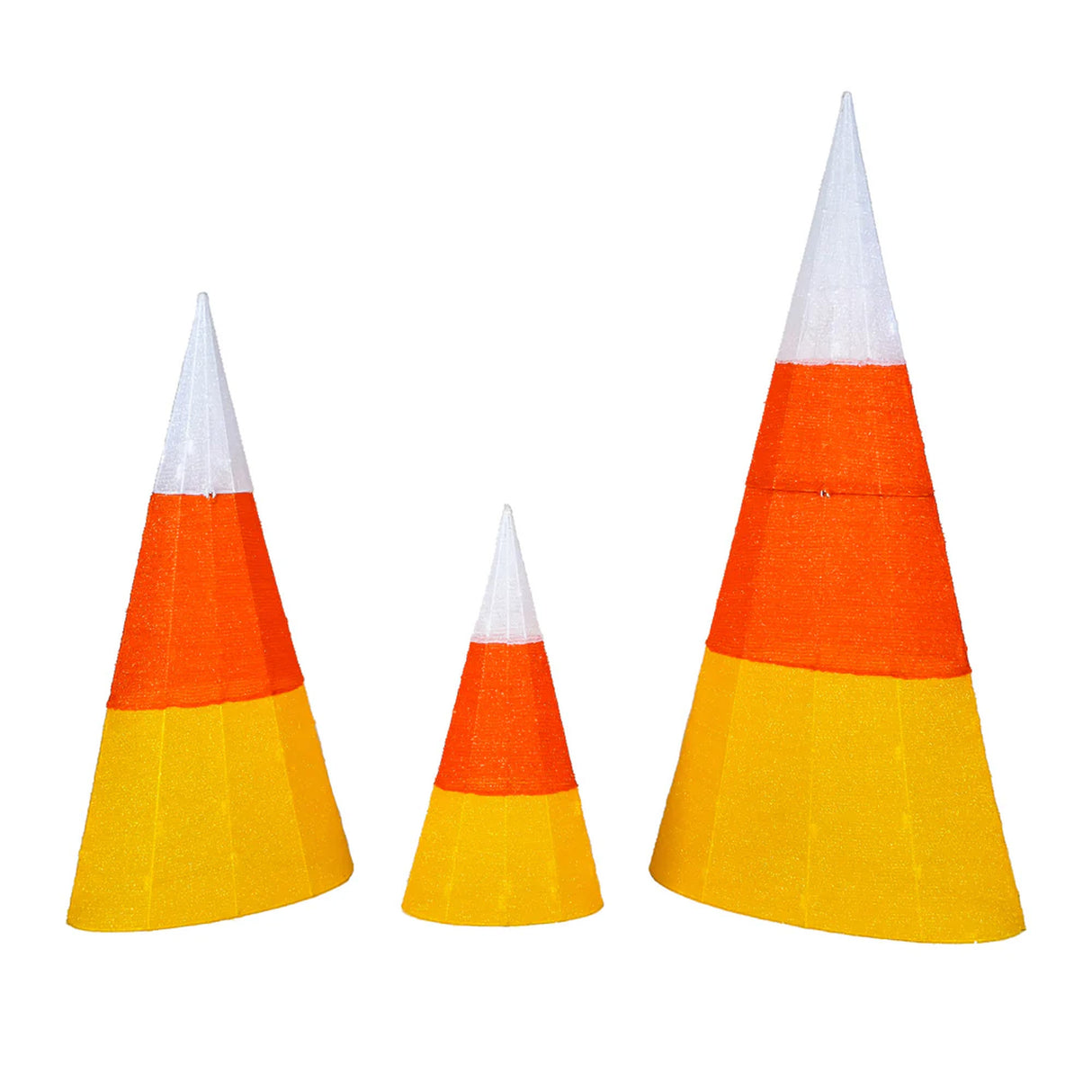 3 Piece Candy Corn Cone Halloween LED Yard Decoration Set Plug In