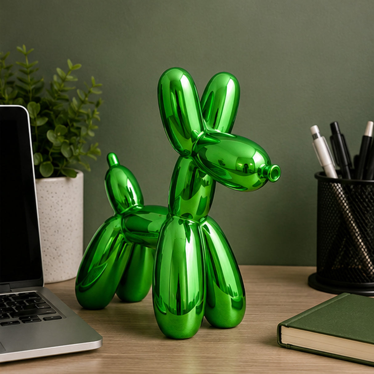 11IN Green Balloon Dog Figurine Halloween Table Decor