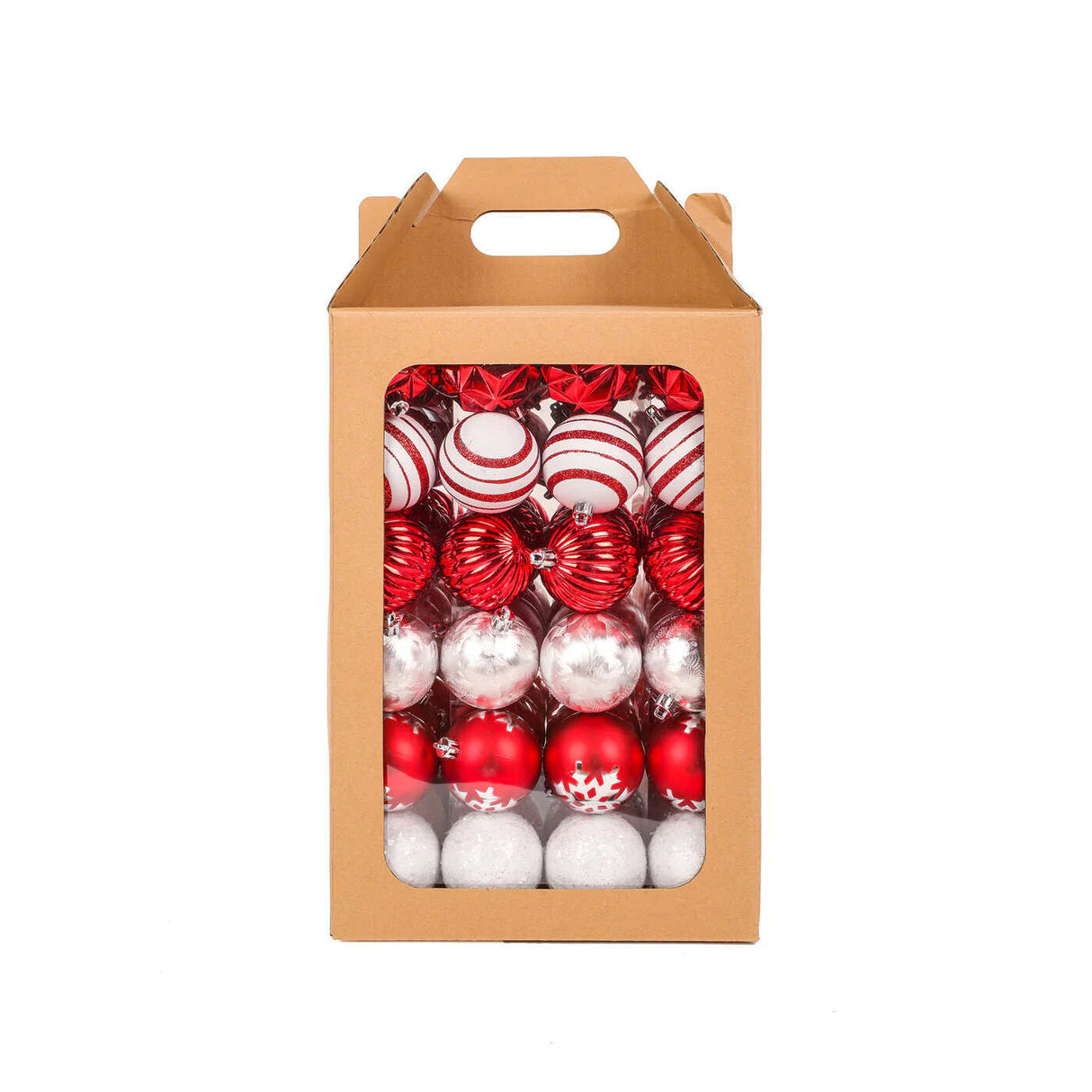 19IN Red White & Silver Christmas Ball Ornament Set