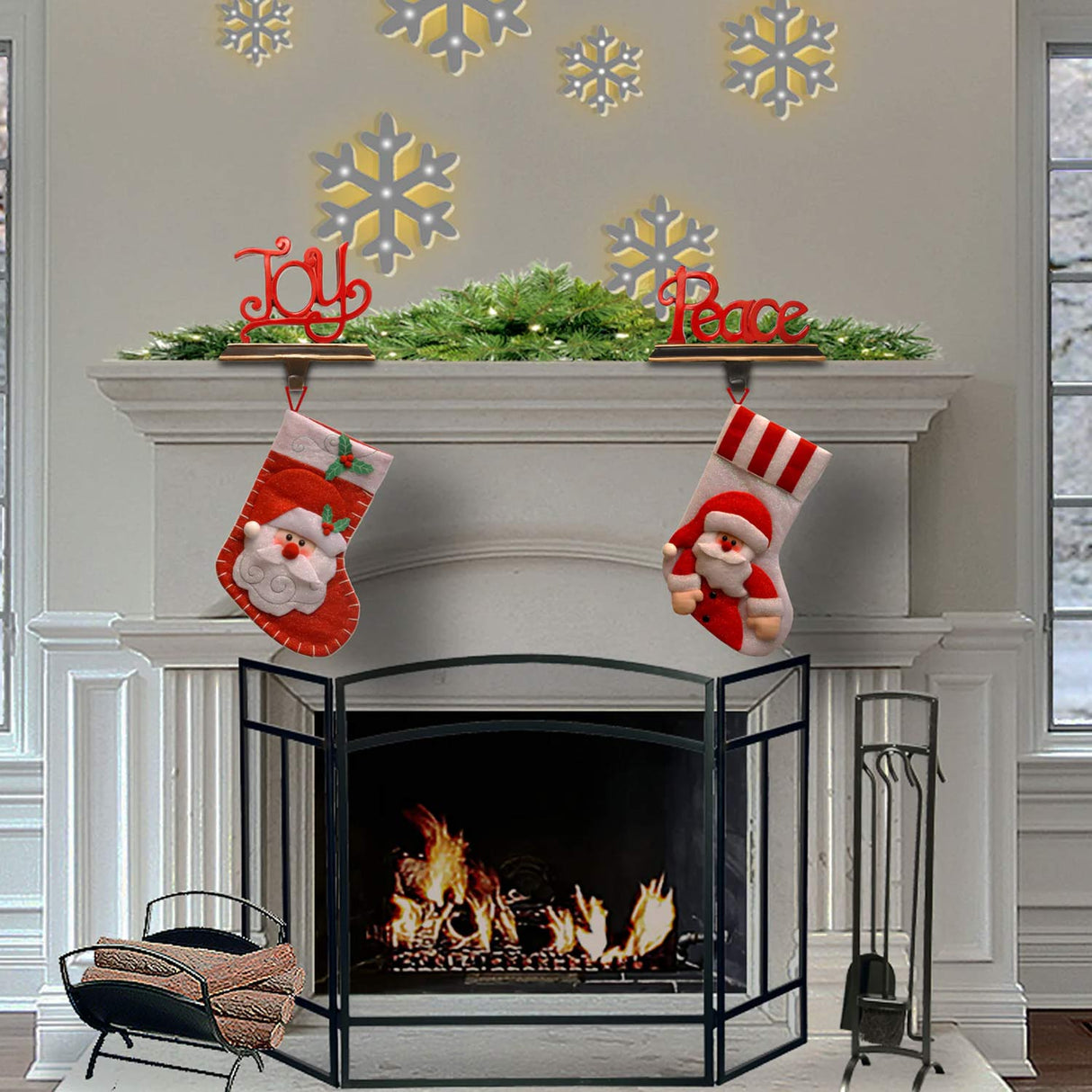 8IN JOY Christmas Stocking Holder with Gold Trim