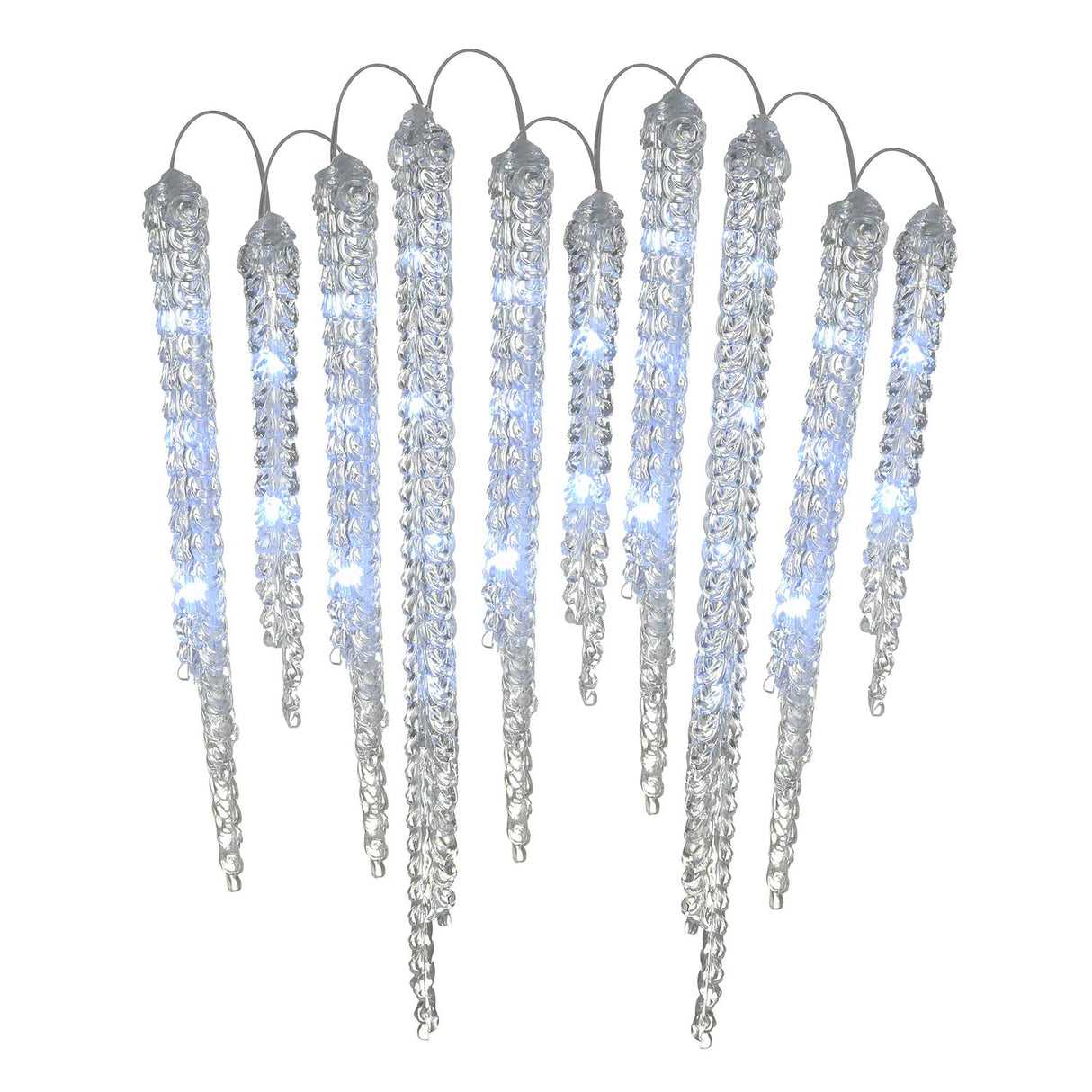 16IN Ice Crystals Icicles Set of 10 with Cool White LED Lights