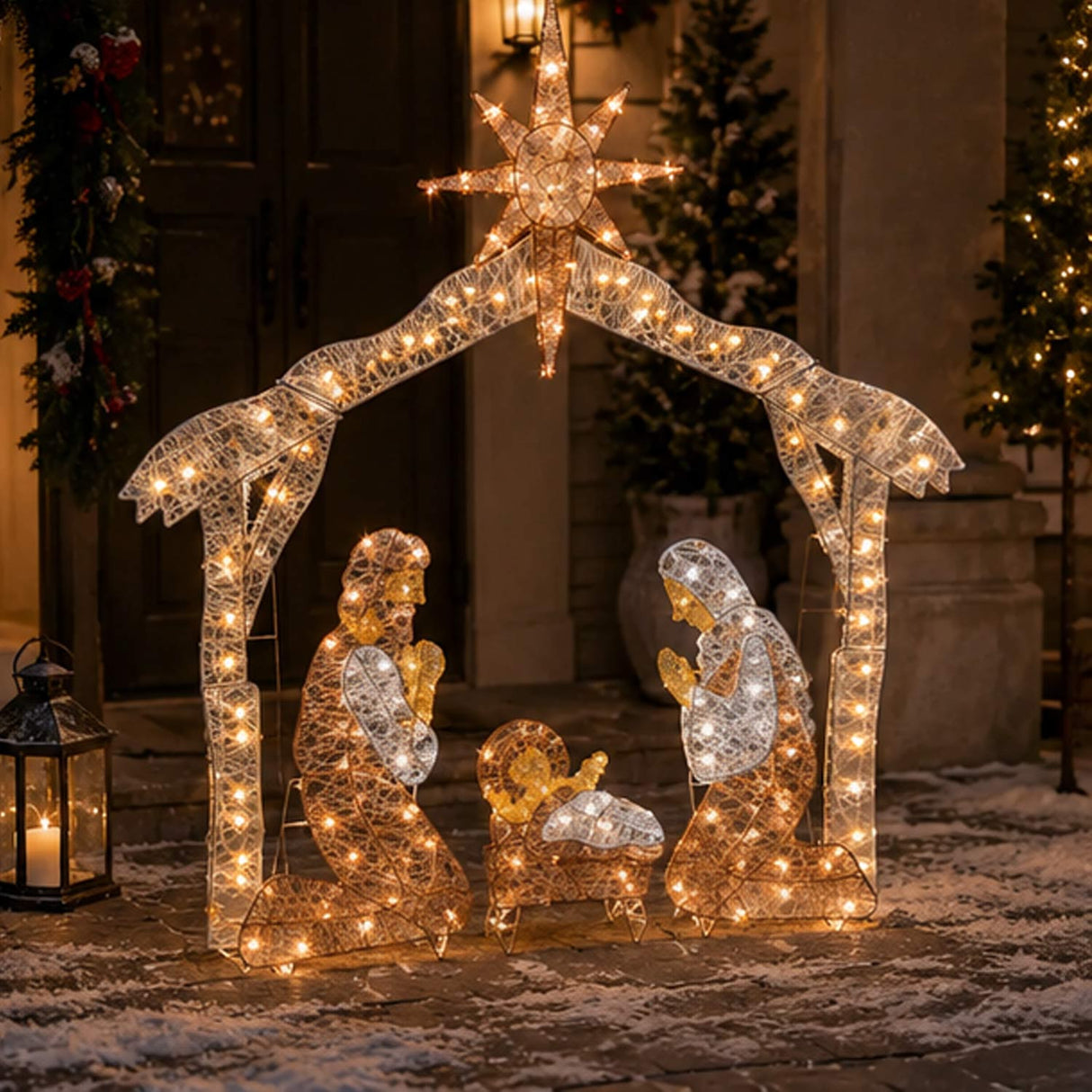 55IN Crystal Splendor Pre-Lit Nativity Set with Clear Lights