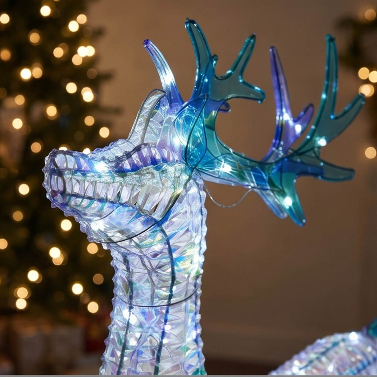 48IN Pre-Lit Iridescent Reindeer with Cool White LED Lights Plug-In