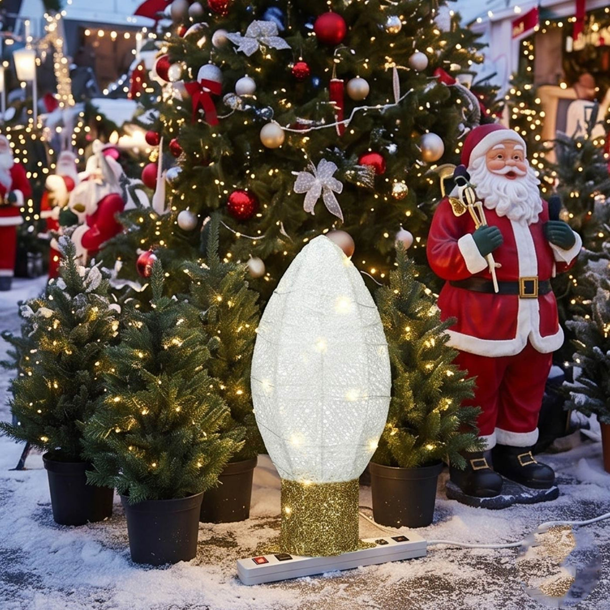 20IN Pre Lit White Christmas Light Bulb LED Decoration