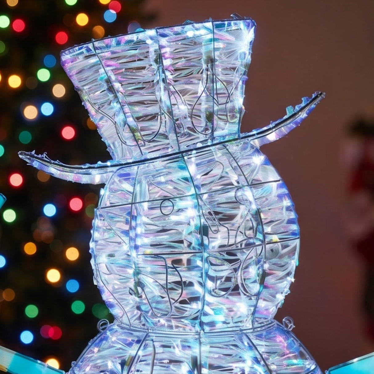 48IN Pre Lit Iridescent Snowman with Cool White LED Lights