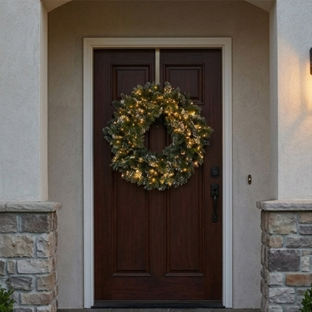 Pre-Lit 24 in. North Conway Christmas Wreath with Warm White LED Lights