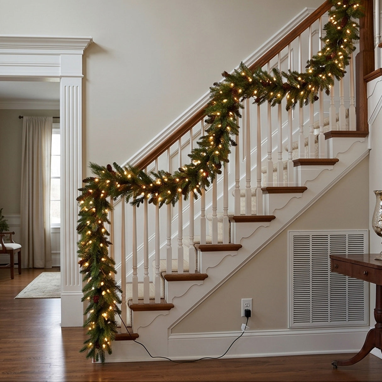 6FT Pre-Lit Noelle Garland with Warm White LED Lights